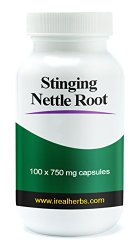 Stinging Nettle Root Extract Supplement Pills-Increase Your Free Testosterone-Benefits for Your Prostate Health, Bodybuilding and Hair Loss – 100 caps – 750 mg