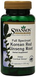 Swanson Premium Full-Spectrum Korean Red Ginseng Root 400 mg 90 Caps – Pack of Two