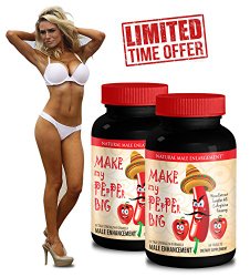 Tongkat Ali Male Enhancement Formula “Make My PEpPEr Big” with Maca Root, L-Arginine, Ginseng (2 Bottles 120 capsules)