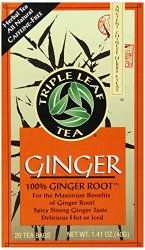 Triple Leaf Tea, Tea Bags, Ginger, 1.4-Ounce Bags, 20-Count Boxes (Pack of 6)