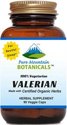 Valerian Root Capsules – 90 Kosher Vegetarian Caps – Now with 500mg Certified Organic Valerian Powder – Nature’s Helper for Sound Sleep