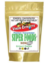 Virgin Extracts (TM) Pure Premium Freeze Dried Organic Noni Berry Powder 5:1 Noni Powder Extract Concentrate (5 x Stronger) 8oz Pouch