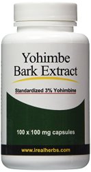 Yohimbe Bark Extract – Standardized to 3% Yohimbine HCL – 100 mg x 100 Capsules