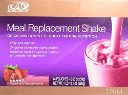 Advocare Meal Replacement Shake, Berry, Box of 14 Single Serve Pouches