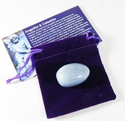 Angelite Healing Tumbled Stone with Velvet Pouch