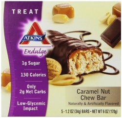 Atkins Endulge Bars, Caramel Nut Chew, 1.2-Ounce Bars (Pack of 5)