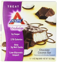 Atkins Endulge Chocolate Coconut Bar, 1.4 Ounce, 5 Count Bars