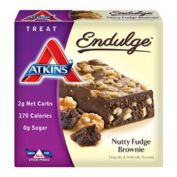 Atkins Endulge Nutty Fudge Brownie Treat Bar, 1.4 oz. Bars, 5 Count