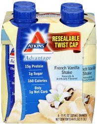 Atkins Ready To Drink Shake, French Vanilla, 11-Ounce Aseptic Containers, 12 Count