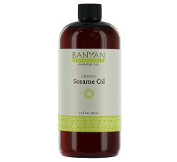 Banyan Botanicals Sesame Oil, Certified Organic, 16 oz – Pure, Unrefined – The Most Traditional of All Oils Used in Ayurveda, Good for Vata and Kapha
