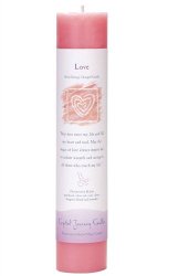 Crystal Journey Reiki Charged Herbal Magic Pillar Candle – Love – Made with Aromatherapy Essential Oils Olive Oil, Patchouli, Rose, Clove, Lavender, and Dragon’s Blood