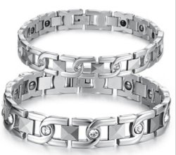 His or Hers Magnetic Titanium Plus Steel Therapy Bracelet, Anti-fatigue and Pain Relief-BR214 (Hers)