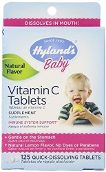 Hyland’s Baby Vitamin C Quick Dissolving Tablets, Dietary Supplement with Natural Flavor, 125 Count