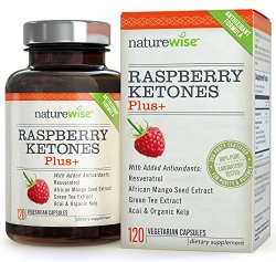 NatureWise Raspberry Ketones Plus+ Advanced Antioxidant Blend with Green Tea for Weight Loss, 120 count