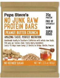 Papa Steve’s No Junk Raw Protein Bars, Peanut Butter Honey Crunch, 2.3 Oz, 10 Count