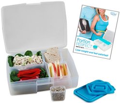 Portion Control Lunch Box By Bentology – Bento Box + Portion Guide – Clear and Teal