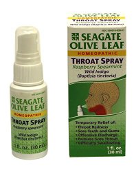 Seagate Products Olive Leaf Homeopathic Throat Spray 1 oz Raspberry-Spearmint, 1-Pack