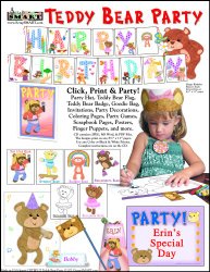 ScrapSMART – Teddy Bear Party Software Kit – Jpeg, PDF, and Microsoft Word Files [Download]