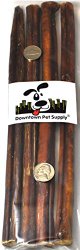12″ BULLY STICKS – Regular Select Thick – Dog Chew Treats, 12 inch (4 Pack), by Downtown Pet Supply