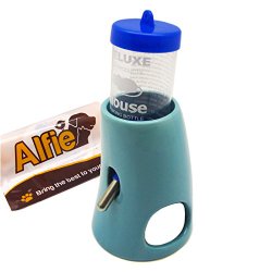 Alfie Pet Small Animal Hideout – 2-in-1 Water Bottle with Hut (Living Habitat for Dwarf Hamster and Mouse) – Color: Blue