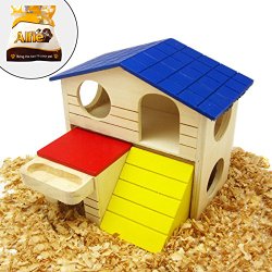 Alfie Pet Small Animal Hideout – GARI Wood Hut (Living Habitat for Dwarf Hamster and Mouse) – Size: Large