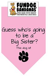 BANDANA – Guess Who’s Going to Be a Big Sister for Medium to Large Dogs – Light Pink