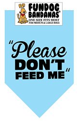 BANDANA – Please Don’t Feed Me for Medium to Large Dogs – light blue with black ink