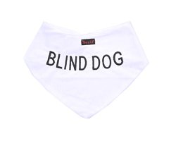 BLIND DOG White Dog Bandana quality personalised embroidered message neck scarf fashion accessory Prevents accidents by warning others of your dog in advance