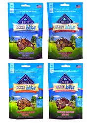 Blue Buffalo Treats Blue Bits Dog Treats – 4 Flavors (Savory Salmon, Tasty Chicken, Tender Beef, and Tempting Turkey) – 4 ounces each (4 Total Pouches)