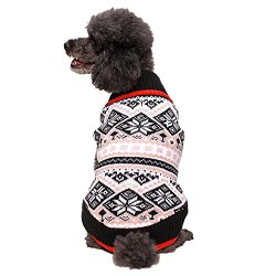 Blueberry Pet 12-Inch Back Length Clothes for Dogs Snowflakes Fair Isle Dog Sweater