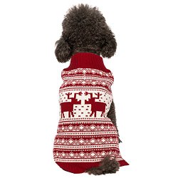 Blueberry Pet 12-Inch Back Length Vintage Reindeer Christmas Holiday Festive Dog Sweater