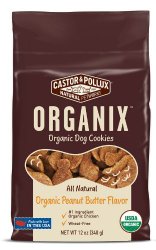 Castor & Pollux Organix Peanut Butter Flavored Dog Cookies, 12 Ounce Bag ( Pack of 4 )