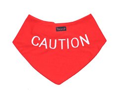 CAUTION Red Dog Bandana quality personalised embroidered message neck scarf fashion accessory Prevents accidents by warning others of your dog in advance