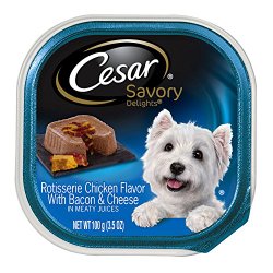 CESAR SAVORY DELIGHTS Rotisserie Chicken Flavor with Bacon and Cheese Dog Food Trays (Pack of 24)