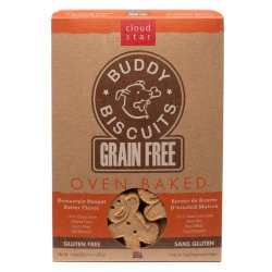 Cloud Star Grain Free Oven Baked Buddy Biscuits Dog Treats, Homestyle Peanut Butter, 14-Ounce