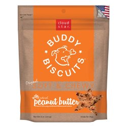 Cloud Star Soft & Chewy Buddy Biscuits Dog Treats, Peanut Butter, 6-Ounce Pouches (Pack of 4)