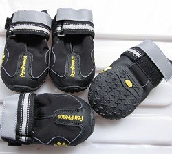 Colorfulhouse Waterproof Pet Boots for Medium to Large Dogs Labrador Husky Shoes 4 Pcs (Black, 6 (2.9″x2.5″))