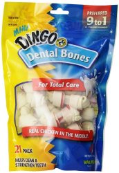 Dingo Mini Dental Bones, 21-Count