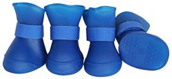 Elastic Protective Multi-Usage All-Terrain Rubberized Dog Shoes, Blue, SM