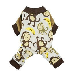 Fitwarm Soft Cotton Adorable Monkey Dog Pajamas Shirt Pet Clothes, Brown, Large