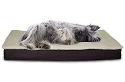 Furhaven Pet Outdoor Egg-Crate Orthopedic Mat Dog Bed with Zippered Sherpa Top Panel, Medium, Espresso