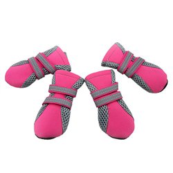 GOGO Dog Boots With Breathable Mesh, Soft Nonslip Paw Protector, 4 Piece / Set ROSERED-S