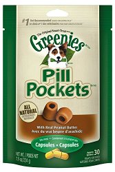 GREENIES PILL POCKETS Treats for Dogs Real Peanut Butter Flavor – Capsule Size 7.9 oz. 30 Count