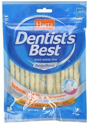 Hartz 16 Count Dentist’s Best Mini Rawhide Twists Treat