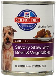 Hill’s Science Diet Adult Savory Stew Beef and Vegetables Dog Food Can, 12.8-Ounce, 12-pack