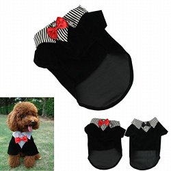 IUNEED Cute Small Pet Dog Clothes Western Style Gentelpet Suit Bow Tie Puppy Costume (Red, S)