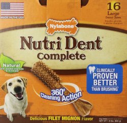 Nylabone Nutri Dent Complete Large Filet Mignon Flavored Dog Treat Bone (16 Count)