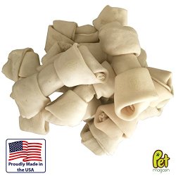 Pet Magasin Rawhide Bone Treats for Dogs, 6-7 Inch Natural Beef Rawhide Chews, 10-Count Bag [Made in USA]