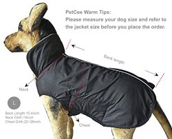 PetCee Waterproof 100% Polyester- Fleece Lined Jacket Reflective Dog Jacket Loft Dog Coat Climate Changer Fleece Jacket (Black L)