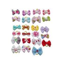 Pixnor Pet Dog Hair Bows Accessories With Rubber Bands Pack Of 20